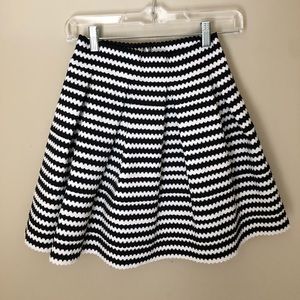 black and white striped skater skirt